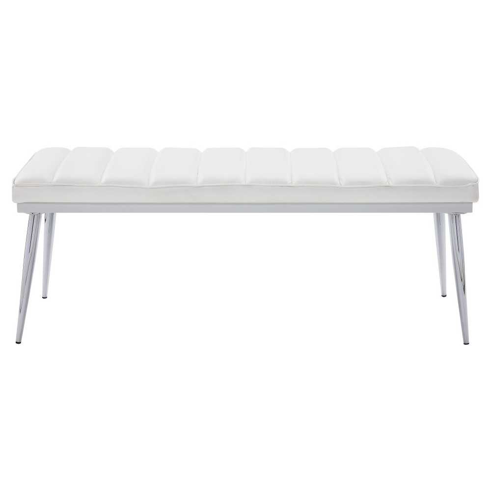 ACME Weizor Bench, White PU & Chrome ACME Weizor Bench, White PU & Chrome