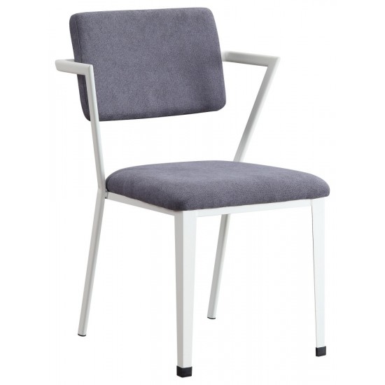 ACME Cargo Dining Chair (Set-2), Gray Fabric & White (2Pc/1Ctn)