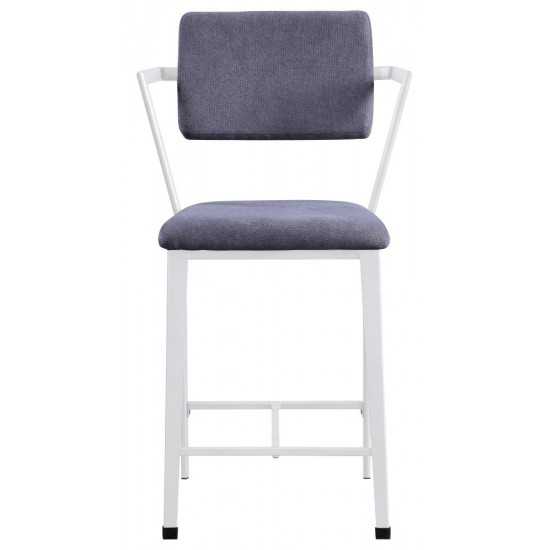 ACME Cargo Counter Height Chair (Set-2), Gray Fabric & White (2Pc/1Ctn)