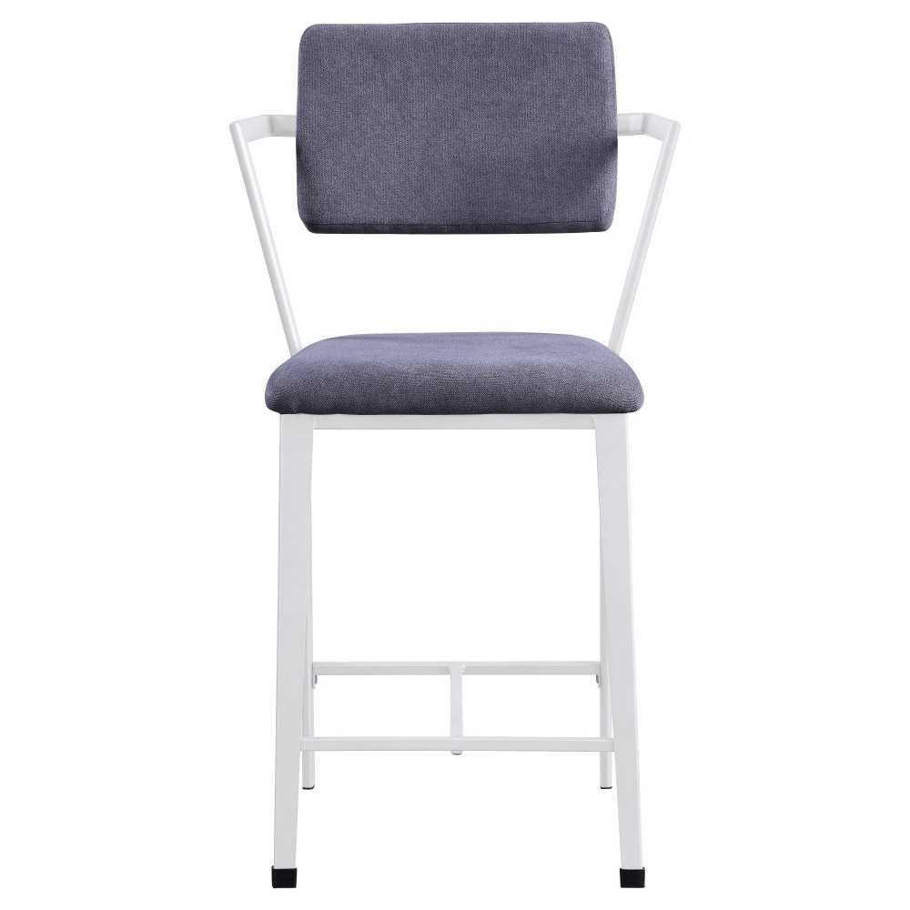 ACME Cargo Counter Height Chair (Set-2), Gray Fabric & White (2Pc/1Ctn)