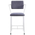 ACME Cargo Counter Height Chair (Set-2), Gray Fabric & White (2Pc/1Ctn)