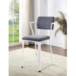 ACME Cargo Counter Height Chair (Set-2), Gray Fabric & White (2Pc/1Ctn)