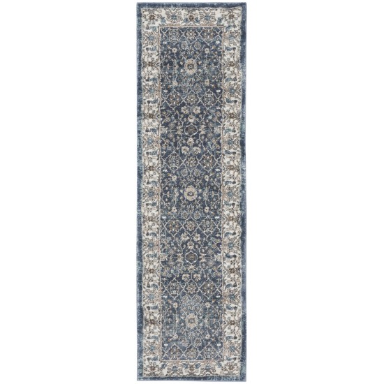 Kathy Ireland American Manor AMR01 Runner Rug, Blue/Ivory, 2'2" x 7'6"