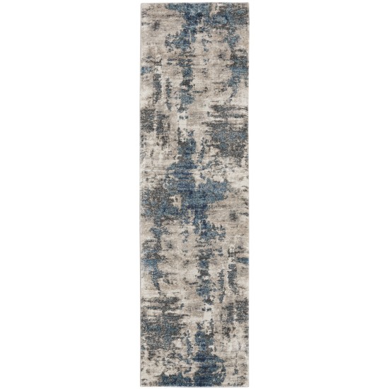 Kathy Ireland American Manor AMR04 Runner Rug, Ivory/Blue, 2'2" x 7'6"