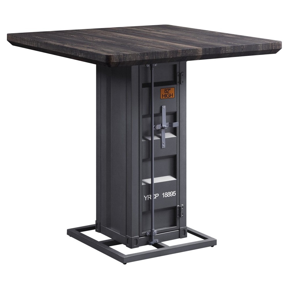 ACME Cargo Counter Height Table, Antique Walnut & Gunmetal ACME Cargo Counter Height Table, Antique Walnut & Gunmetal