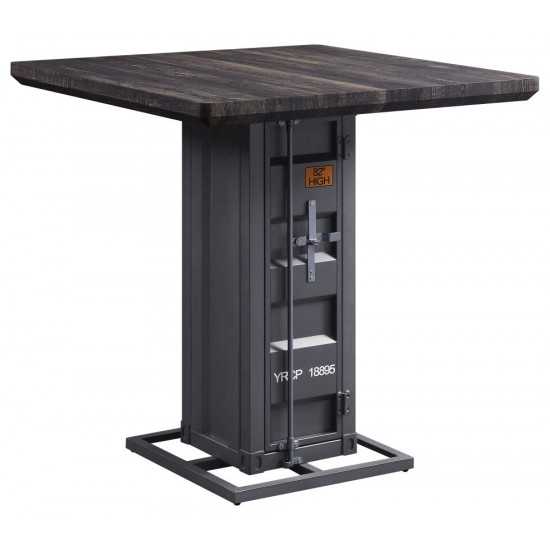 ACME Cargo Counter Height Table, Antique Walnut & Gunmetal