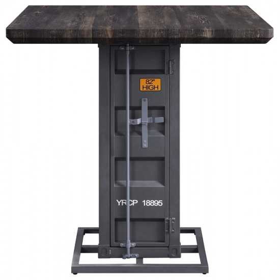 ACME Cargo Counter Height Table, Antique Walnut & Gunmetal
