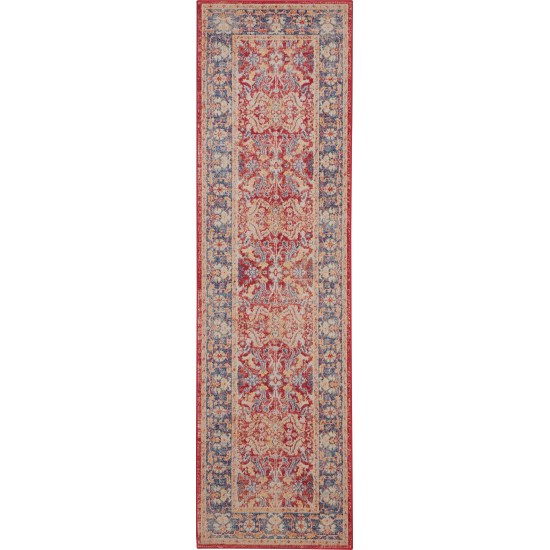 Nourison Ankara Global ANR02 Runner Rug, Red, 2' x 6'