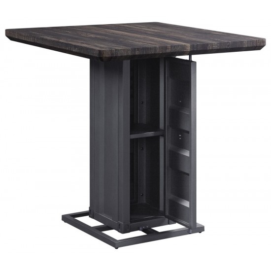 ACME Cargo Counter Height Table, Antique Walnut & Gunmetal