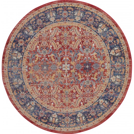 Nourison Ankara Global ANR02 Area Rug, Red, 4' x Round