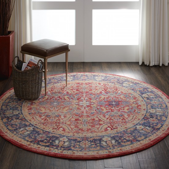 Nourison Ankara Global ANR02 Area Rug, Red, 4' x Round