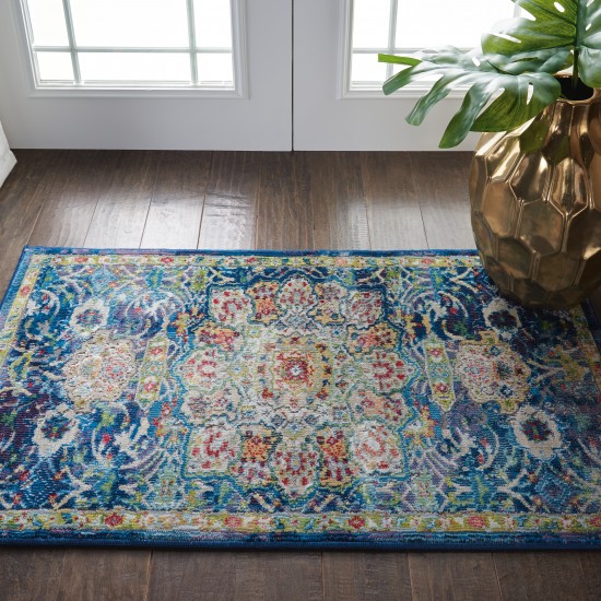 Nourison Ankara Global ANR03 Area Rug, Blue, 2' x 4'