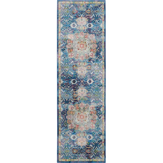 Nourison Ankara Global ANR03 Runner Rug, Blue, 2' x 6'