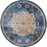 Nourison Ankara Global ANR03 Area Rug, Blue, 4' x Round