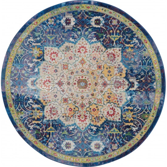 Nourison Ankara Global ANR03 Area Rug, Blue, 4' x Round