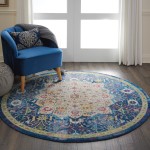 Nourison Ankara Global ANR03 Area Rug, Blue, 4' x Round