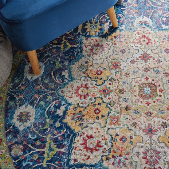 Nourison Ankara Global ANR03 Area Rug, Blue, 6' x Round