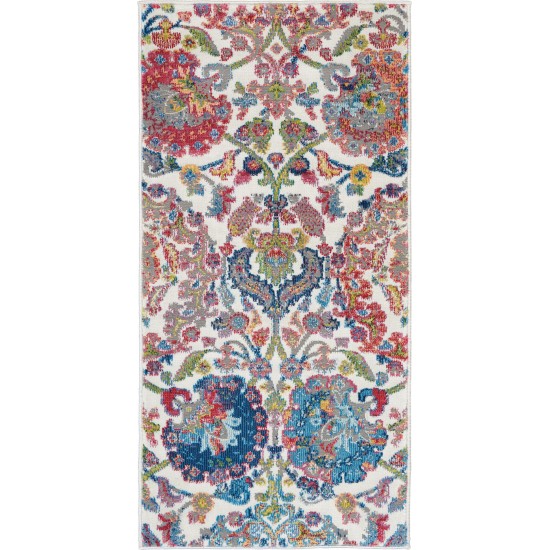 Nourison Ankara Global ANR06 Area Rug, Ivory/Blue, 2' x 4'