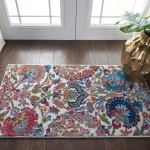 Nourison Ankara Global ANR06 Area Rug, Ivory/Blue, 2' x 4'