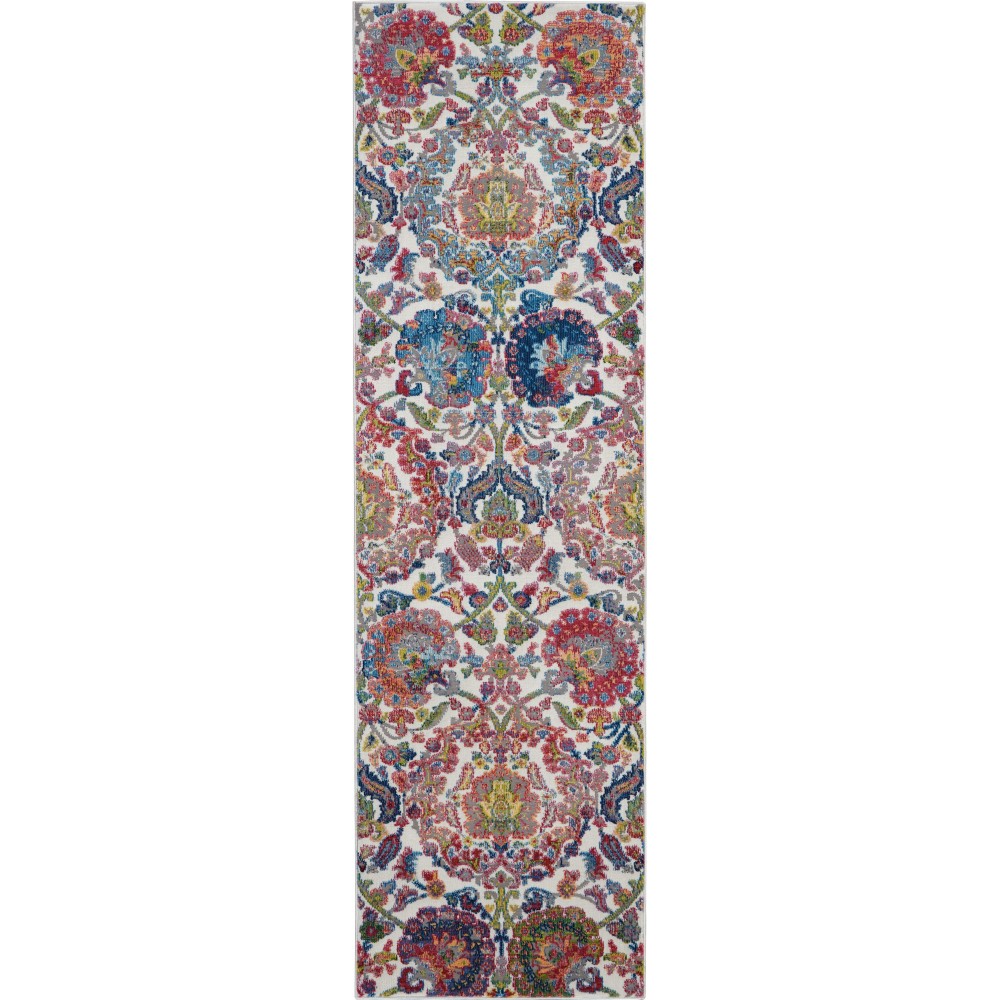 Nourison Ankara Global ANR06 Runner Rug, Ivory/Blue, 2' x 6'