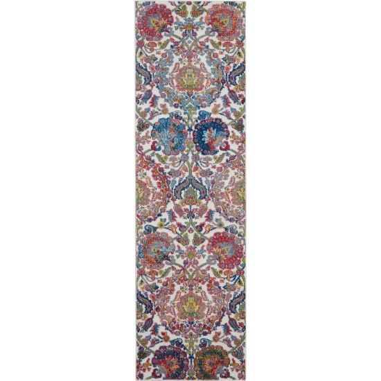 Nourison Ankara Global ANR06 Runner Rug, Ivory/Blue, 2'4" x 8'