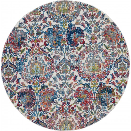 Nourison Ankara Global ANR06 Area Rug, Ivory/Blue, 4' x Round