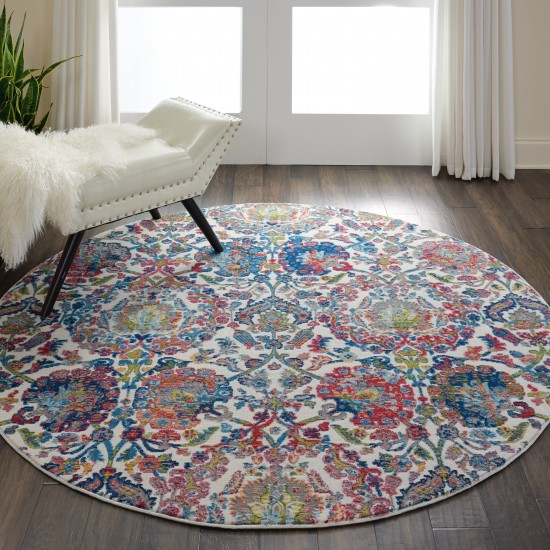 Nourison Ankara Global ANR06 Area Rug, Ivory/Blue, 4' x Round