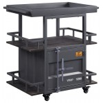 ACME Cargo Serving Cart, Antique Walnut & Gunmetal