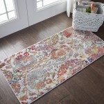 Nourison Ankara Global ANR06 Area Rug, Ivory/Orange, 2' x 4'