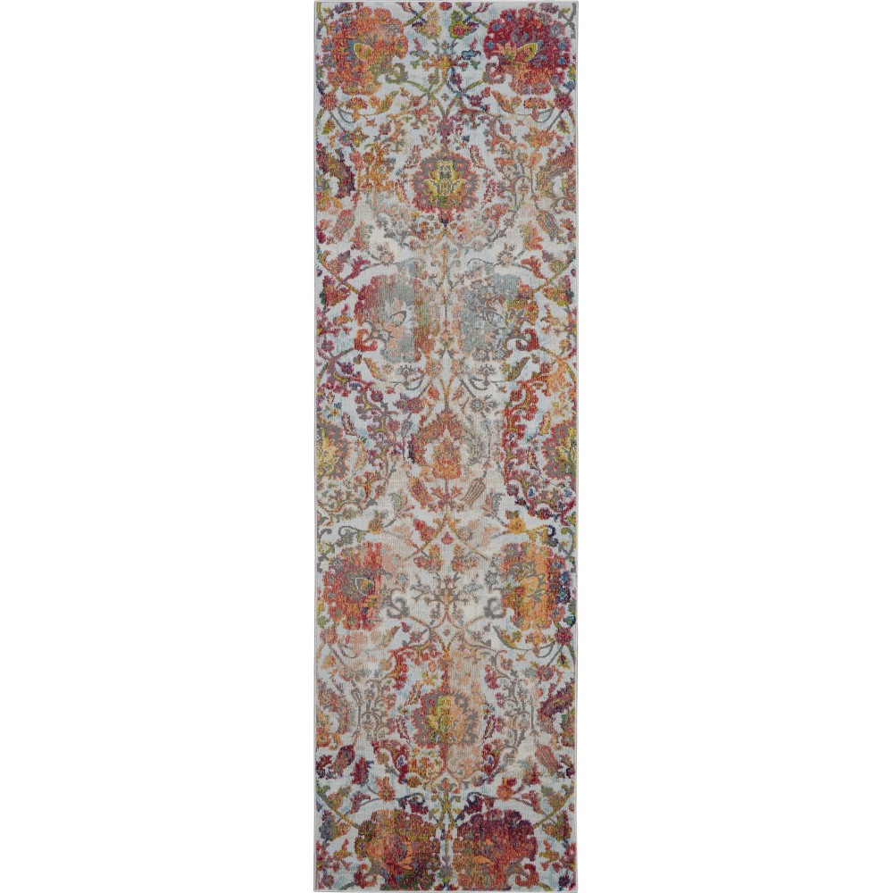 Nourison Ankara Global ANR06 Runner Rug, Ivory/Orange, 2' x 6'