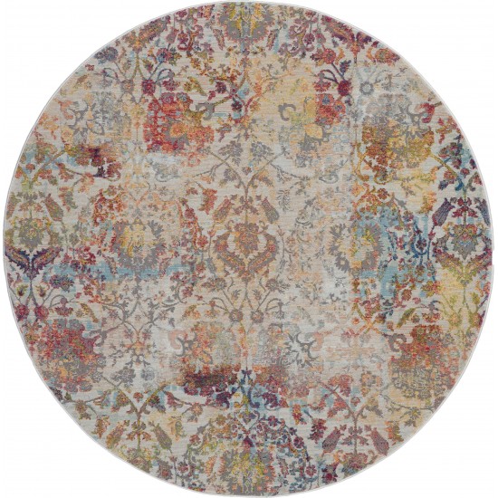 Nourison Ankara Global ANR06 Area Rug, Ivory/Orange, 4' x Round