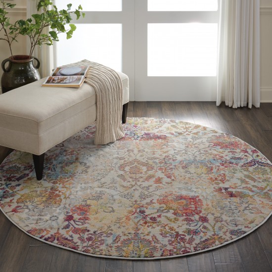 Nourison Ankara Global ANR06 Area Rug, Ivory/Orange, 4' x Round