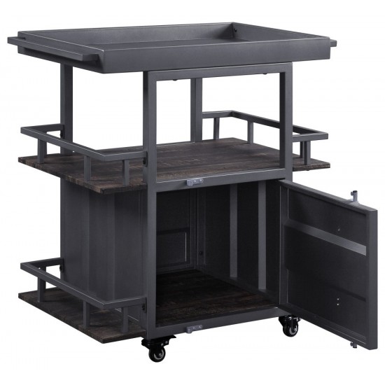 ACME Cargo Serving Cart, Antique Walnut & Gunmetal