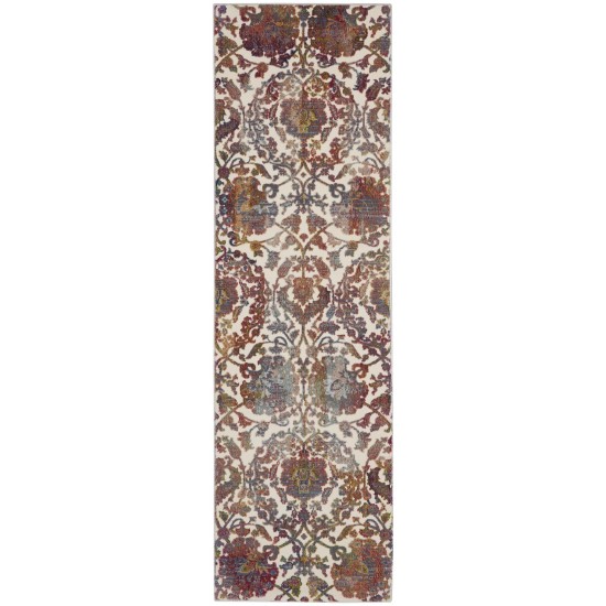 Nourison Ankara Global ANR06 Runner Rug, White/Multicolor, 2' x 6'