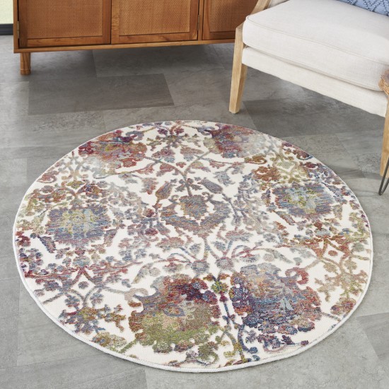 Nourison Ankara Global ANR06 Area Rug, White/Multicolor, 4' x Round