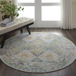 Nourison Ankara Global ANR07 Area Rug, Blue/Green, 4' x Round