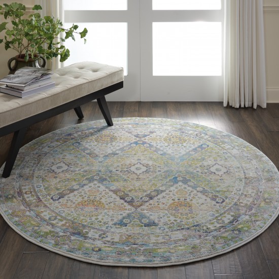 Nourison Ankara Global ANR07 Area Rug, Blue/Green, 6' x Round