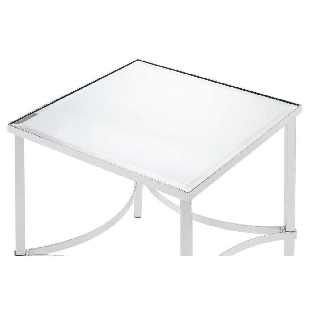 ACME Petunia End Table, Chrome & Mirror