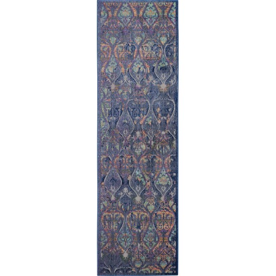 Nourison Ankara Global ANR08 Runner Rug, Navy/Multicolor, 2' x 6'