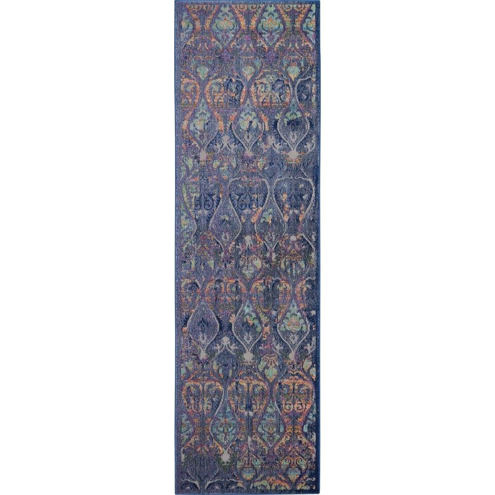 Nourison Ankara Global ANR08 Runner Rug, Navy/Multicolor, 2' x 6'