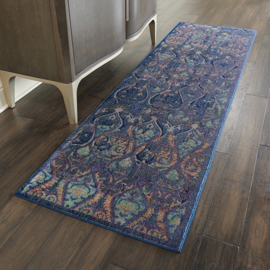 Nourison Ankara Global ANR08 Runner Rug, Navy/Multicolor, 2'4" x 8'