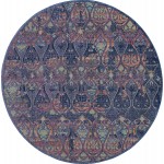 Nourison Ankara Global ANR08 Area Rug, Navy/Multicolor, 4' x Round