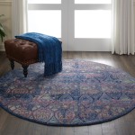 Nourison Ankara Global ANR08 Area Rug, Navy/Multicolor, 4' x Round