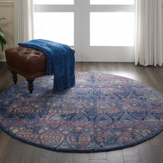 Nourison Ankara Global ANR08 Area Rug, Navy/Multicolor, 4' x Round