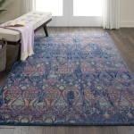 Nourison Ankara Global ANR08 Area Rug, Navy/Multicolor, 5'3" x 7'6"