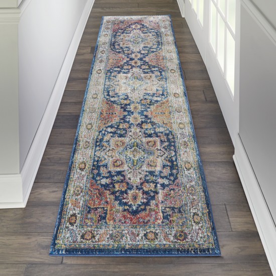 Nourison Ankara Global ANR11 Runner Rug, Blue/Multicolor, 2' x 6'