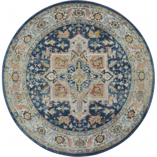 Nourison Ankara Global ANR11 Area Rug, Blue/Multicolor, 4' x Round