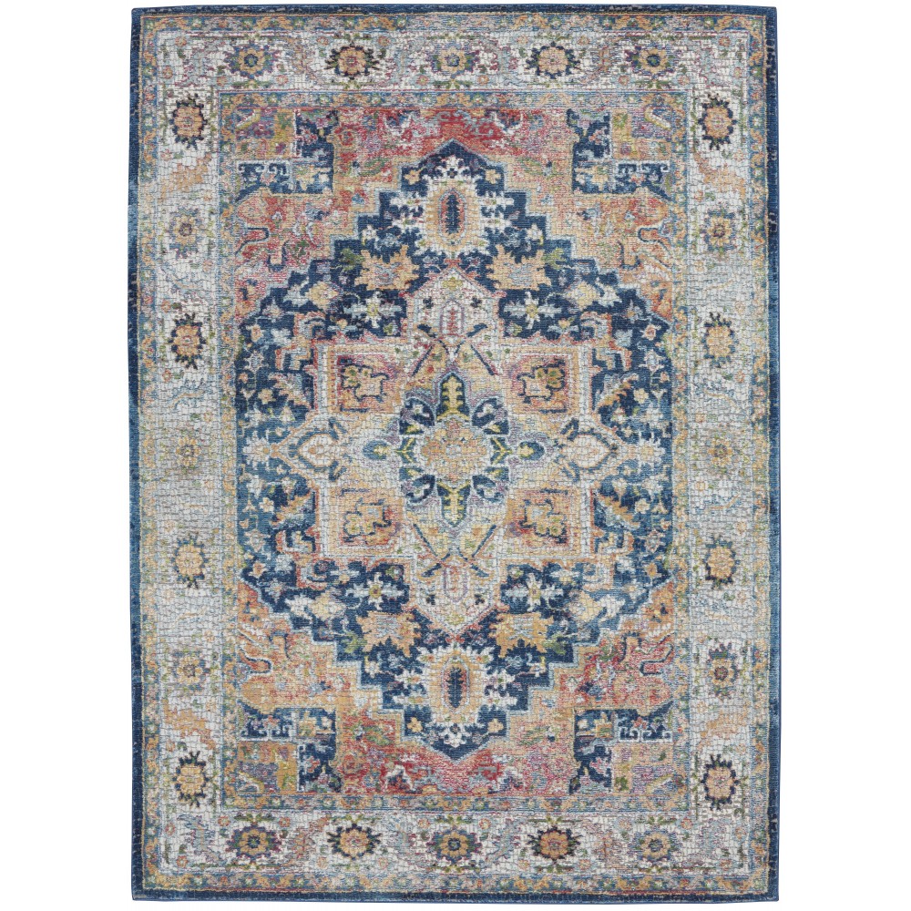 Nourison Ankara Global ANR11 Area Rug, Blue/Multicolor, 5'3" x 7'6"