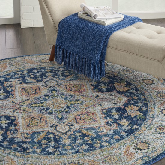 Nourison Ankara Global ANR11 Area Rug, Blue/Multicolor, 6' x Round