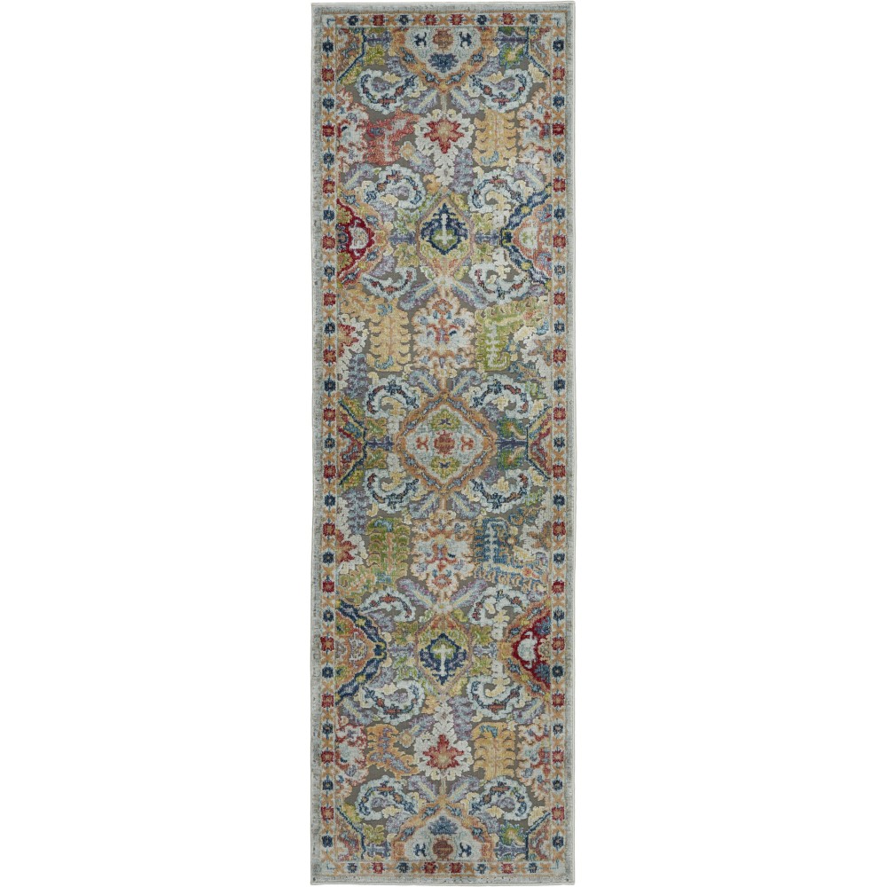 Nourison Ankara Global ANR12 Runner Rug, Grey/Multicolor, 2' x 6'